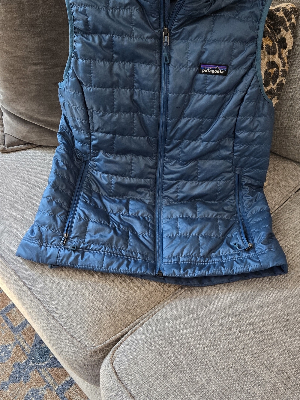 Patagonia Women's Slate Blue Quilted Insulated Vest, Size Small